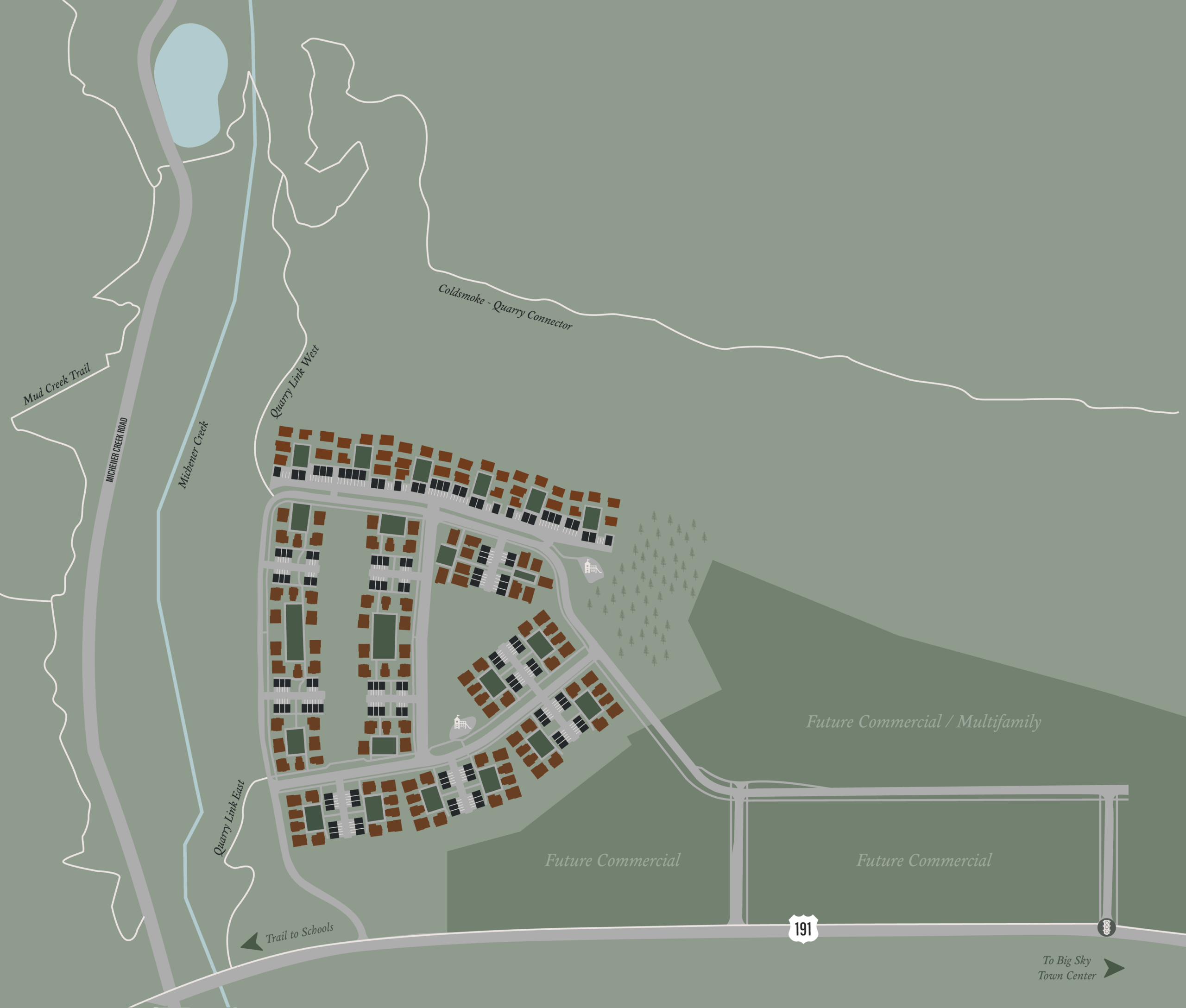 Big Sky Quarry master plan over with surrounding area and trail connections
